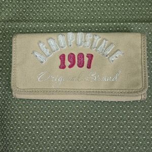 Aeropostale Beige 3-fold Wallet with Embroidered Logo and Outside Zipper Pocket